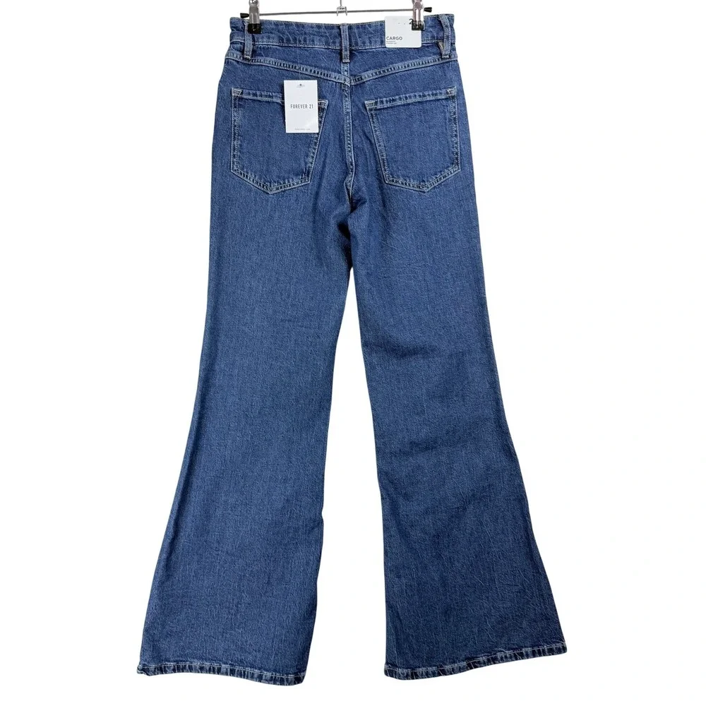 Forever 21 Cargo Jeans 24 Medium Wash Relaxed‎ Utility Gorpcore Y2K Retro NWT